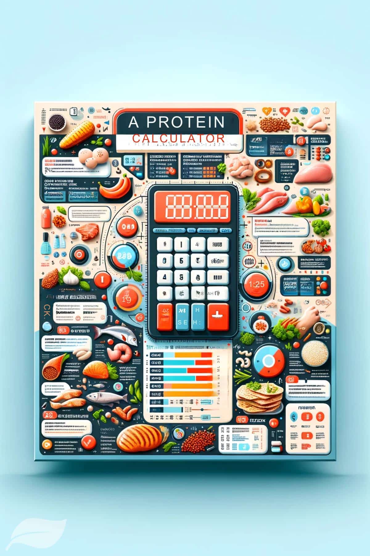 A visually engaging and detailed infographic explaining the concept of a protein calculator