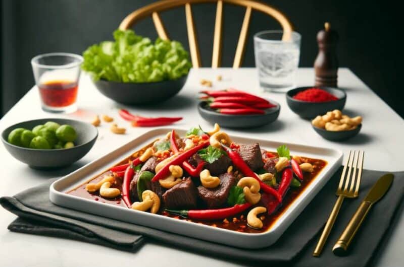 Thai beef with red chili and cashew