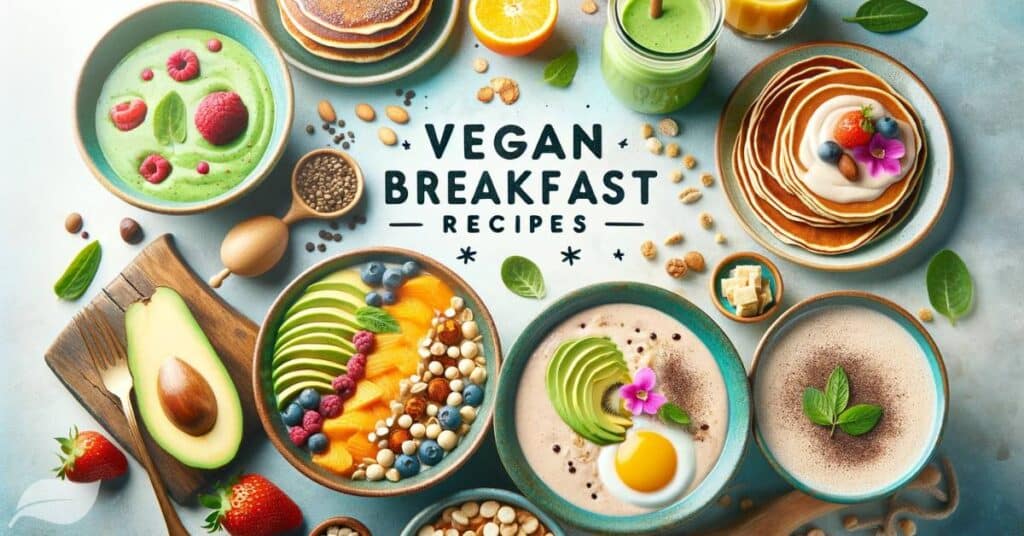 Vegan Breakfast Recipes featuring a variety of vegan breakfast items