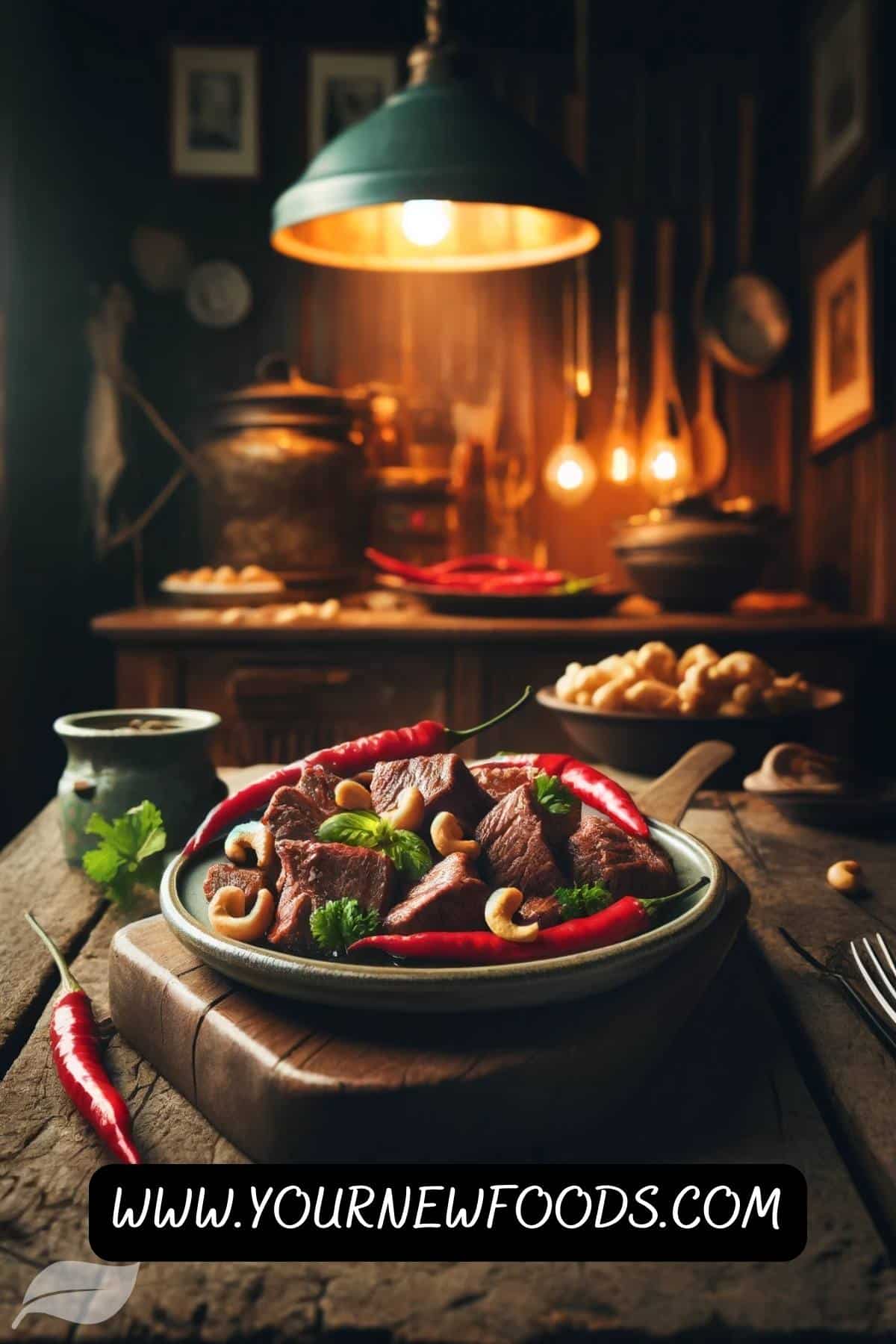 a rustic and cozy presentation of Thai Beef Chili