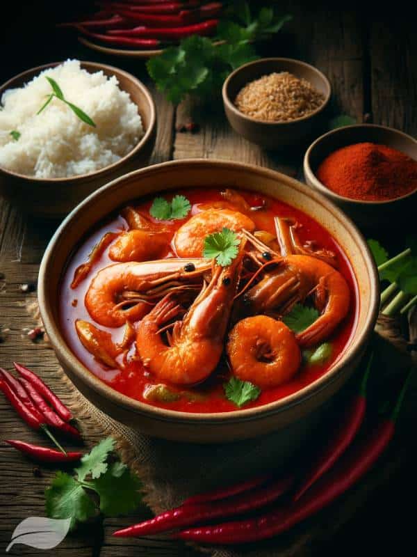 authentic Thai Red Prawn Curry dish