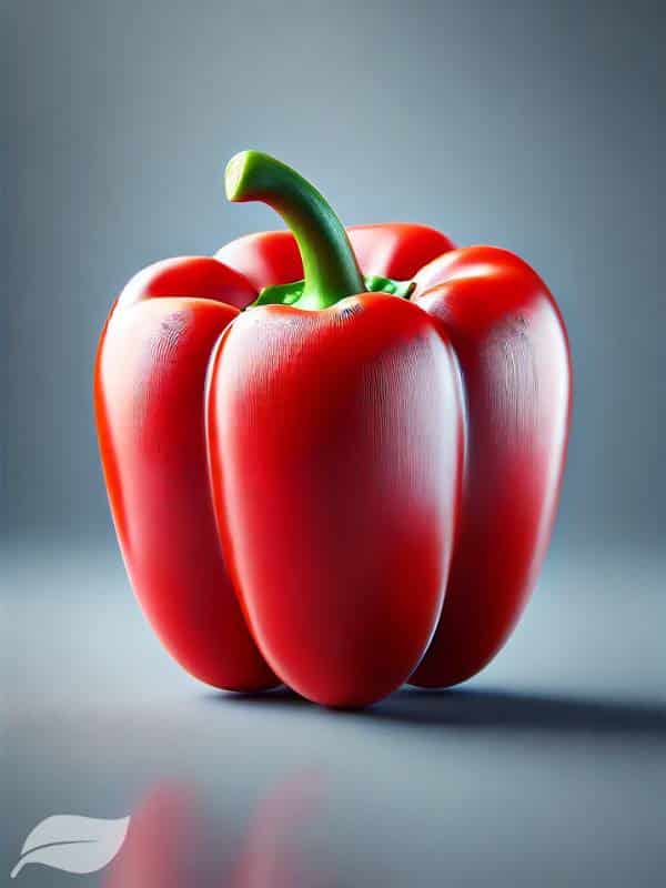 close-up image of a single sliced red bell pepper