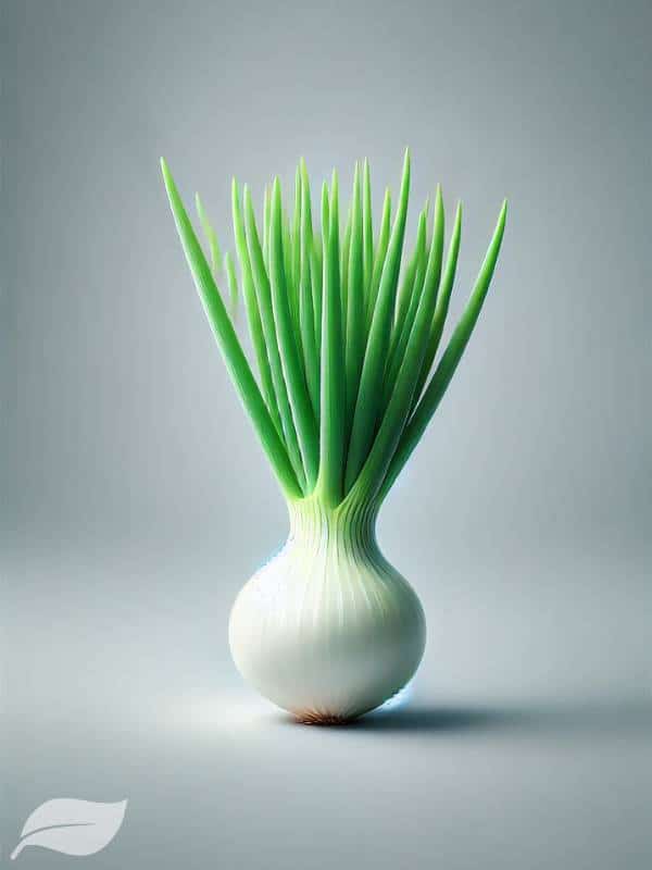 close-up image of a single spring onion