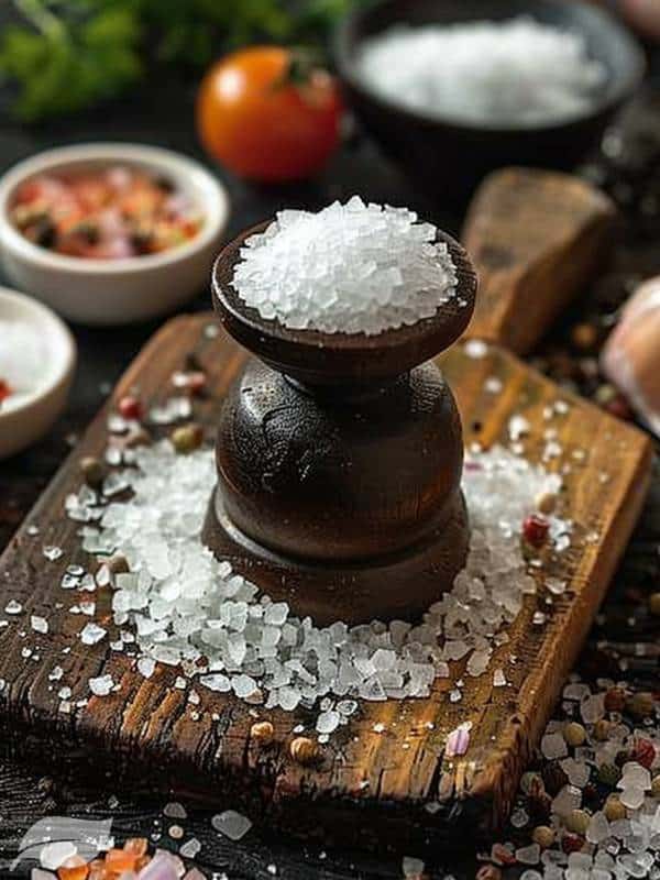 salt in a brown pot