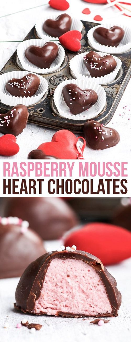 Gluten-free valentines day recipes 4-Ingredient Raspberry Mousse Heart Chocolates
