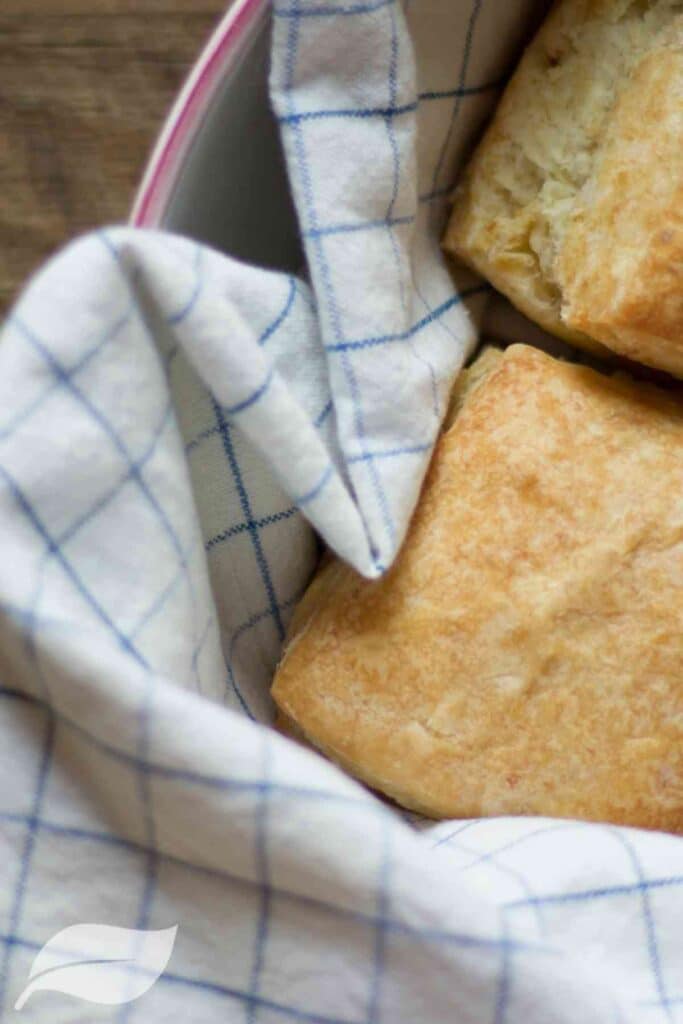 gluten free biscuits in a blue and white cloth