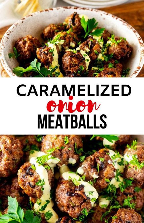 Caramelized Onion Meatballs – Air Fryer or Baked