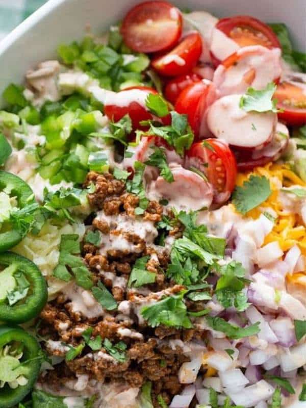 Keto Taco Salad (with Creamy Dressing)