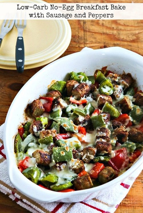 keto Breakfast no egg Low-Carb No-Egg Breakfast Bake with Sausage and Peppers