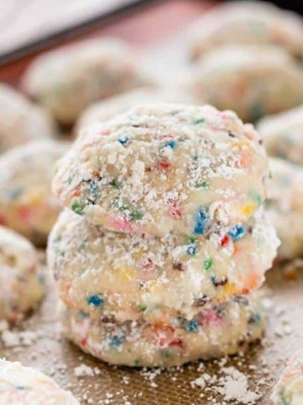 Mexican Wedding Cookies with sprinkles