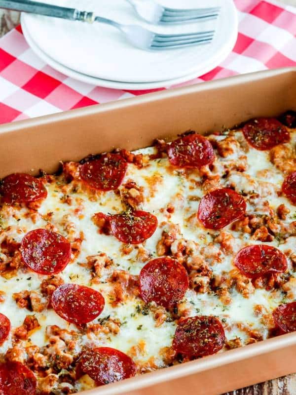 Sausage And Pepperoni Layered Pizza Bake (Low-Carb Or Keto)