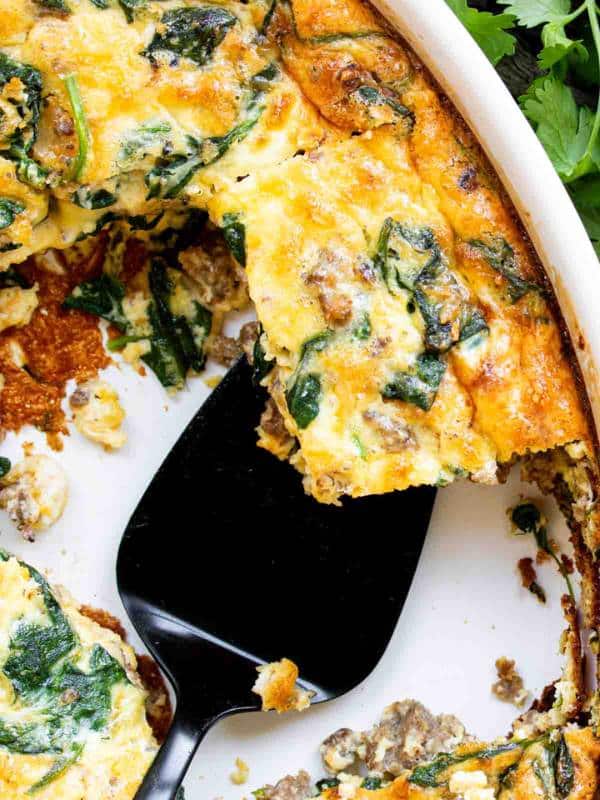 Sausage and Spinach Crustless Quiche {Keto & Low Carb}