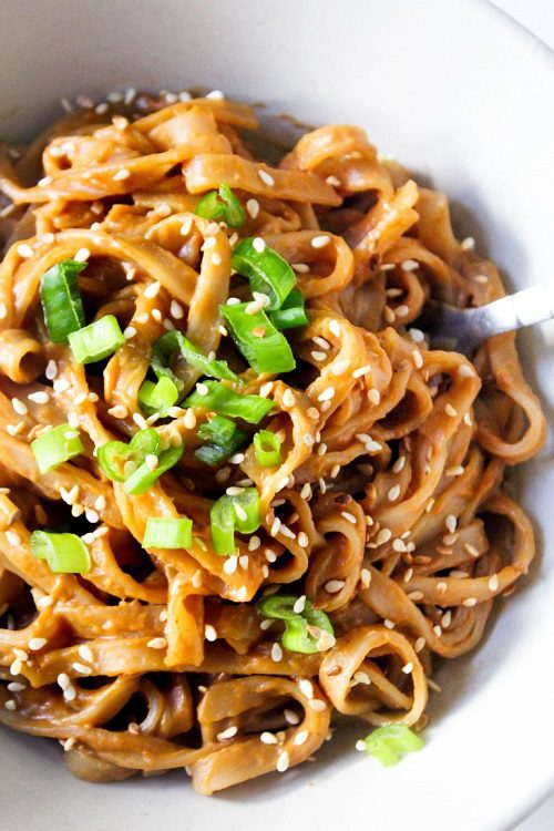 Dinner Recipes for Vegetarians 10 Minute Peanut Sauce Rice Noodles