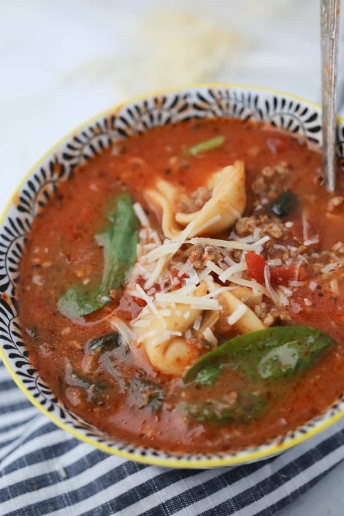 Creamy Italian Tortellini Soup (Crock Pot, Instant Pot)