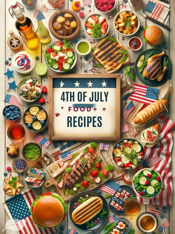 4th of July theme, focusing on an array of delicious foods ideal for the holiday