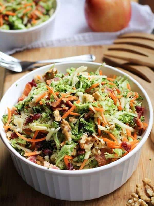 Grated Broccoli Salad with Carrots, Apples, and Dried Cranberries