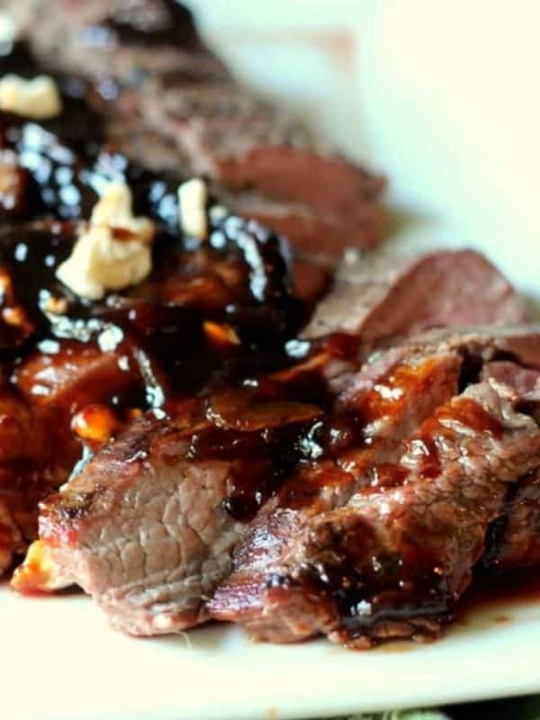 Grilled Flank Steak with Caramelized Onion Sauce