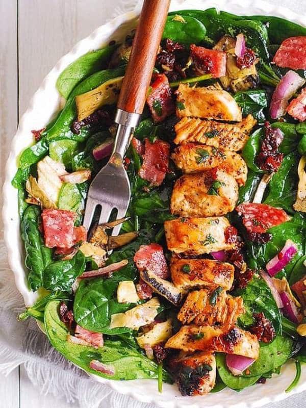 Italian Salad with Chicken, Spinach, Artichokes