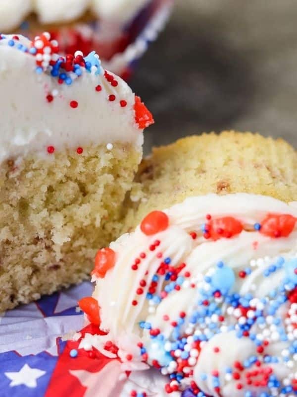 Red, White and Blue Strawberry Cupcakes