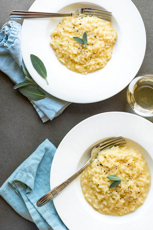 Instant Pot Cheddar Risotto with Fresh Sage