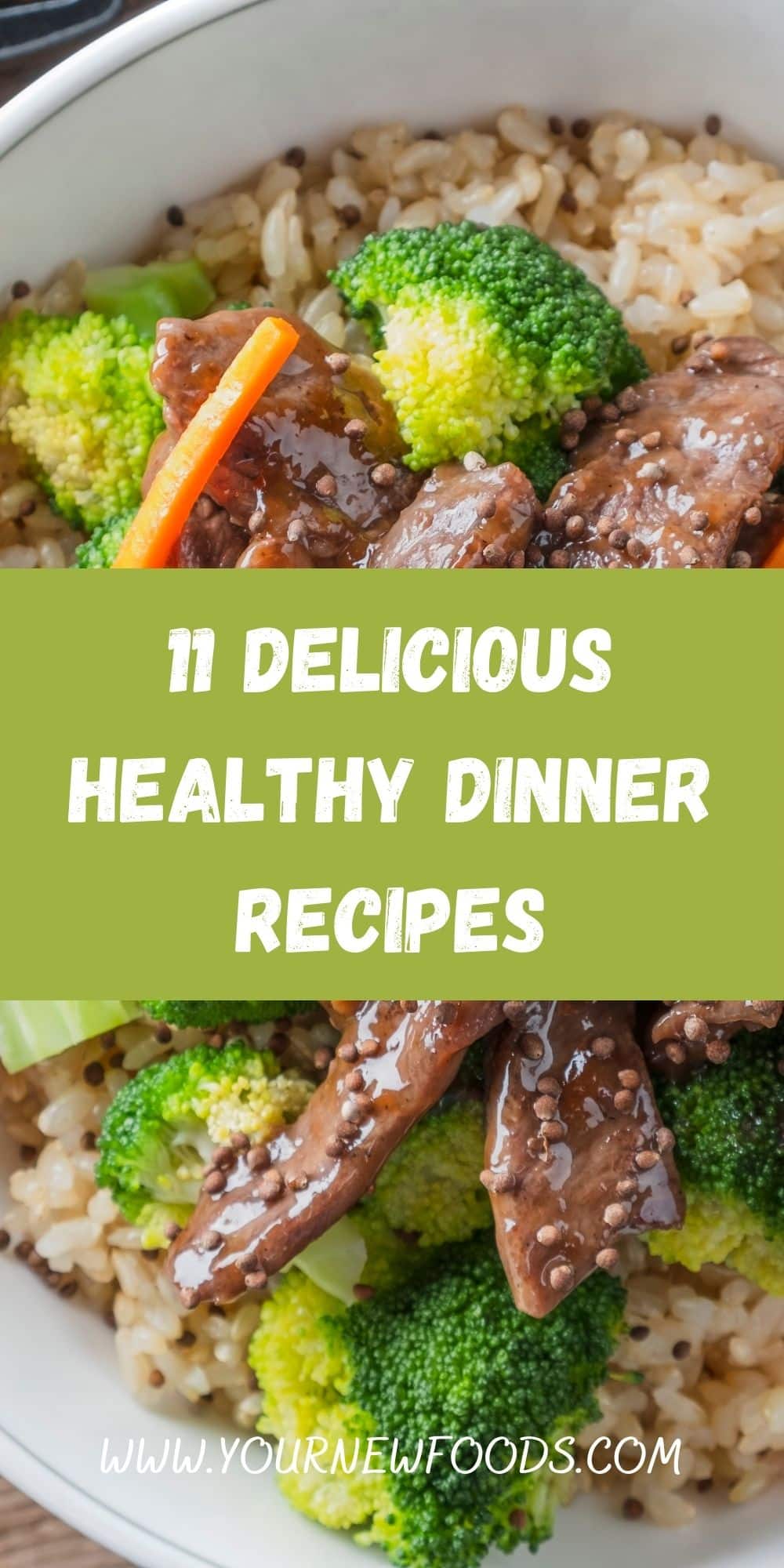 Healthy Recipes: Dinner beef, broccoli, carrot and rice in a white bowl