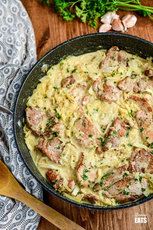 Dinner recipes for pork | Creamy Garlic Pork with Cabbage