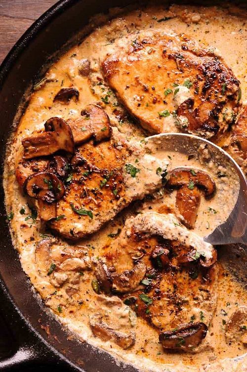Garlic Mushroom Pork Chops