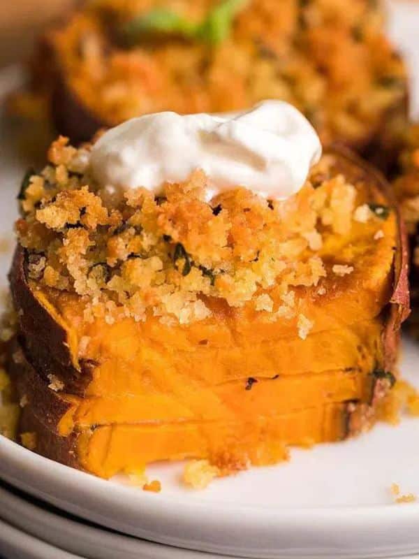 Thanksgiving Side Dish Air Fryer Sweet Potato Casserole Stacks