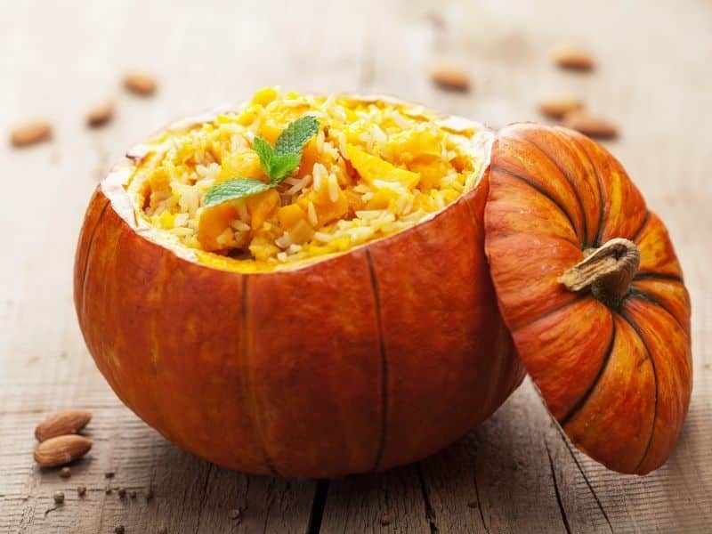 pumpkin with rice for thanksgiving dinner