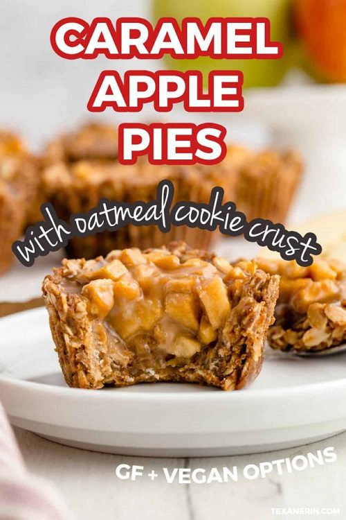 Vegan Fall Desserts Mini Apple Pies with Caramel (gluten-free, vegan)