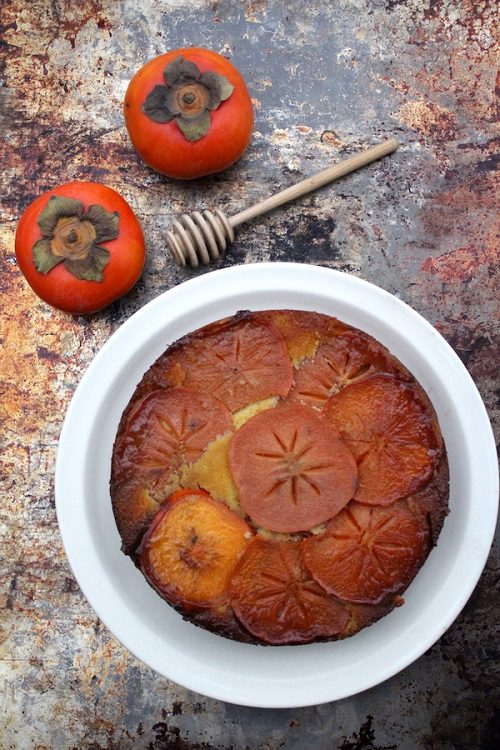 Fall Dessert Recipes Persimmon Upside Down Cake (Grain-Free & Honey Sweetened)