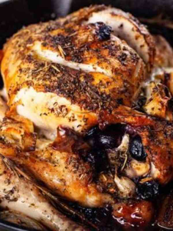 Whole Roasted Chicken with Brie (Mediterranean-Style)