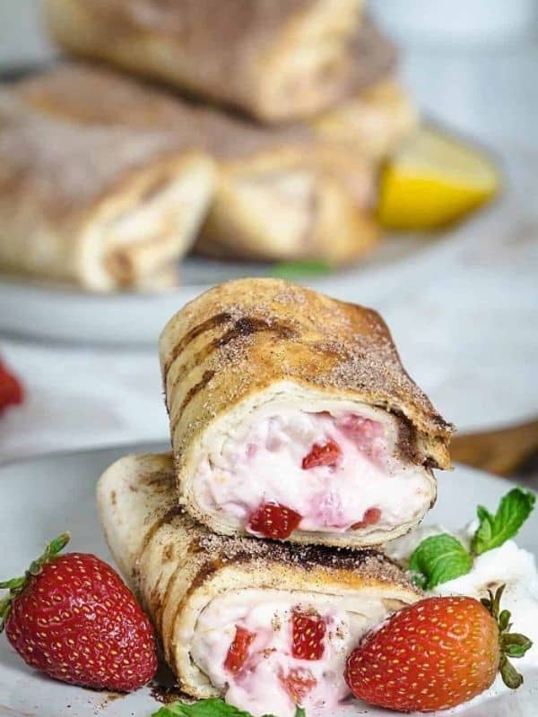 Air Fryer Mexican Strawberry Cheesecake Chimichangas