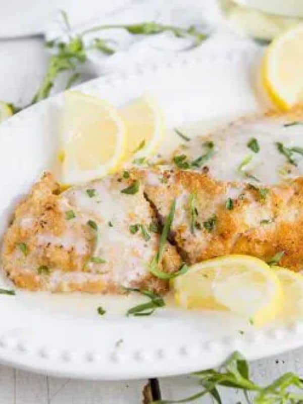 Almond Flour Crusted Fried Rockfish Fillets with a Lemon Cream Sauce