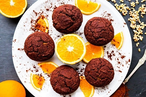 Cacao vegan muffins recipe with buckwheat