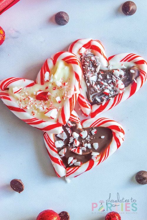 Candy Cane Hearts with Chocolate