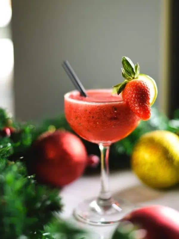 Easy 2 Ingredient Non Alcoholic Strawberry Daiquiri Mocktail Recipe