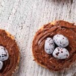 mini eggs on a chocolate birds nest