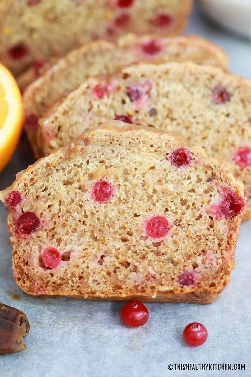 Healthier Vegan Cranberry Orange Bread With Sweet Glaze