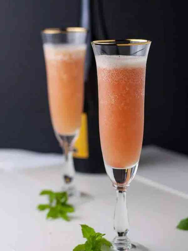 Rhubarb Bellini Prosecco Cocktail
