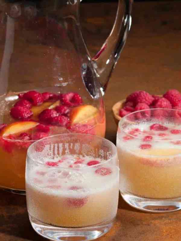 Sparkling and Sweet Raspberry Peach Prosecco Punch Recipe