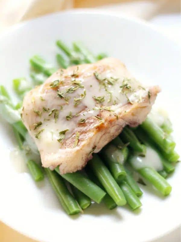 Wine Poached Cod With Sweet Onion Drizzle recipe