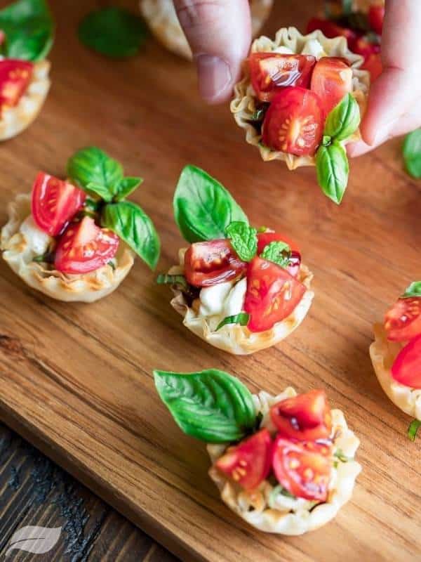 Bruschetta Phyllo Cups With Whipped Feta And Basil