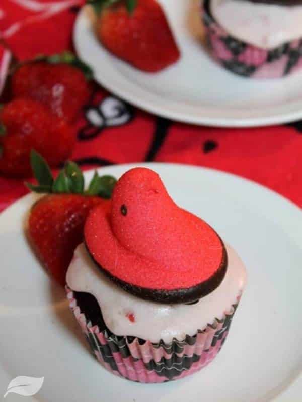 Chocolate Covered Strawberry Peeps Cupcakes For Two