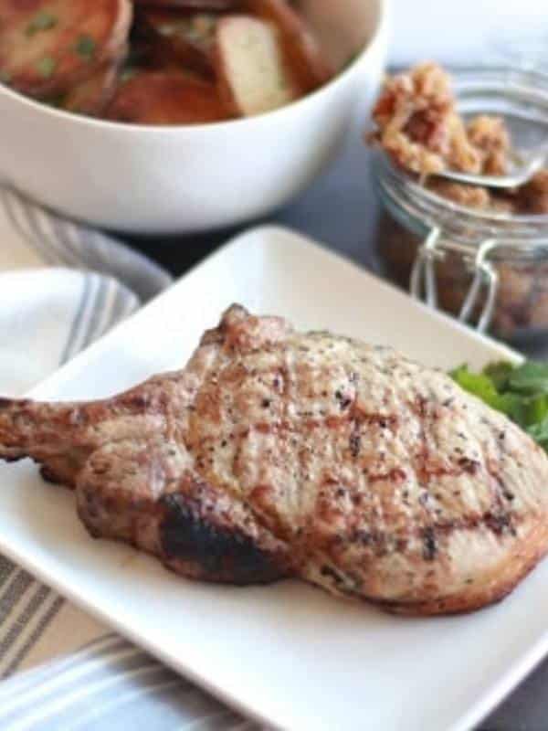Grilled Pork Chops with Apple Bacon Jam