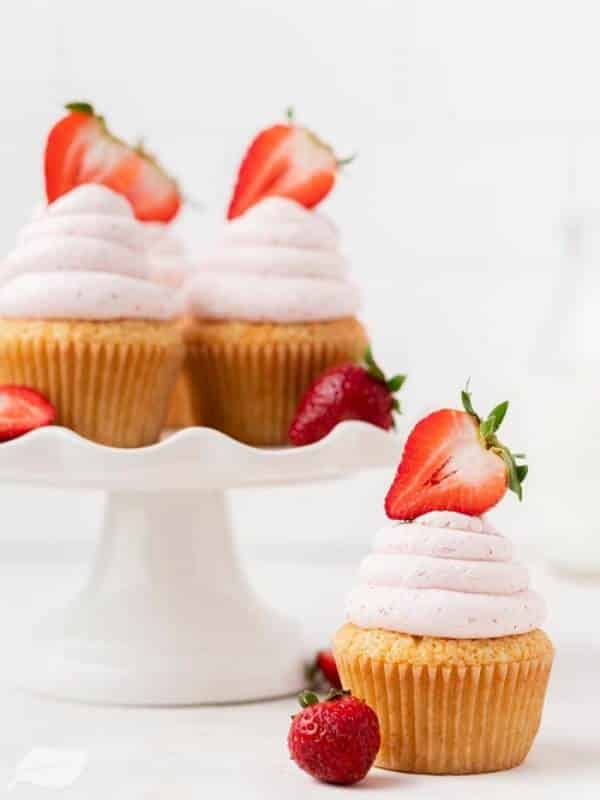Vanilla Cupcakes with Strawberry Whipped Cream