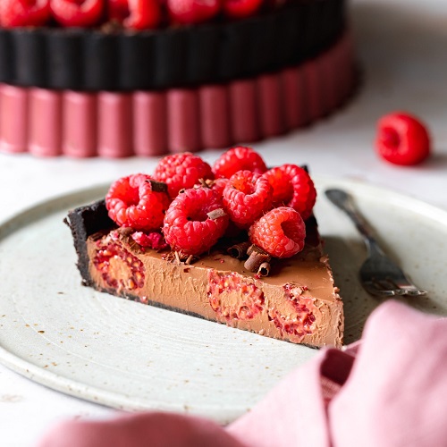 Valentine's Day Dessert Vegan Raspberry Chocolate Tart