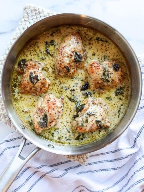 dinner Ideas Healthy One Skillet Chicken Thighs Recipe With Creamy Spinach Sauce