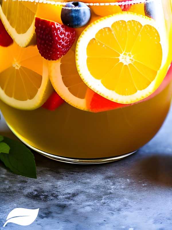 Citrus Sangria Recipe with orange and strawberries in a pitcher