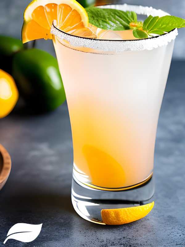 Paloma Magic Cocktail in tall glass with an orange slice on the rim and mint leaves